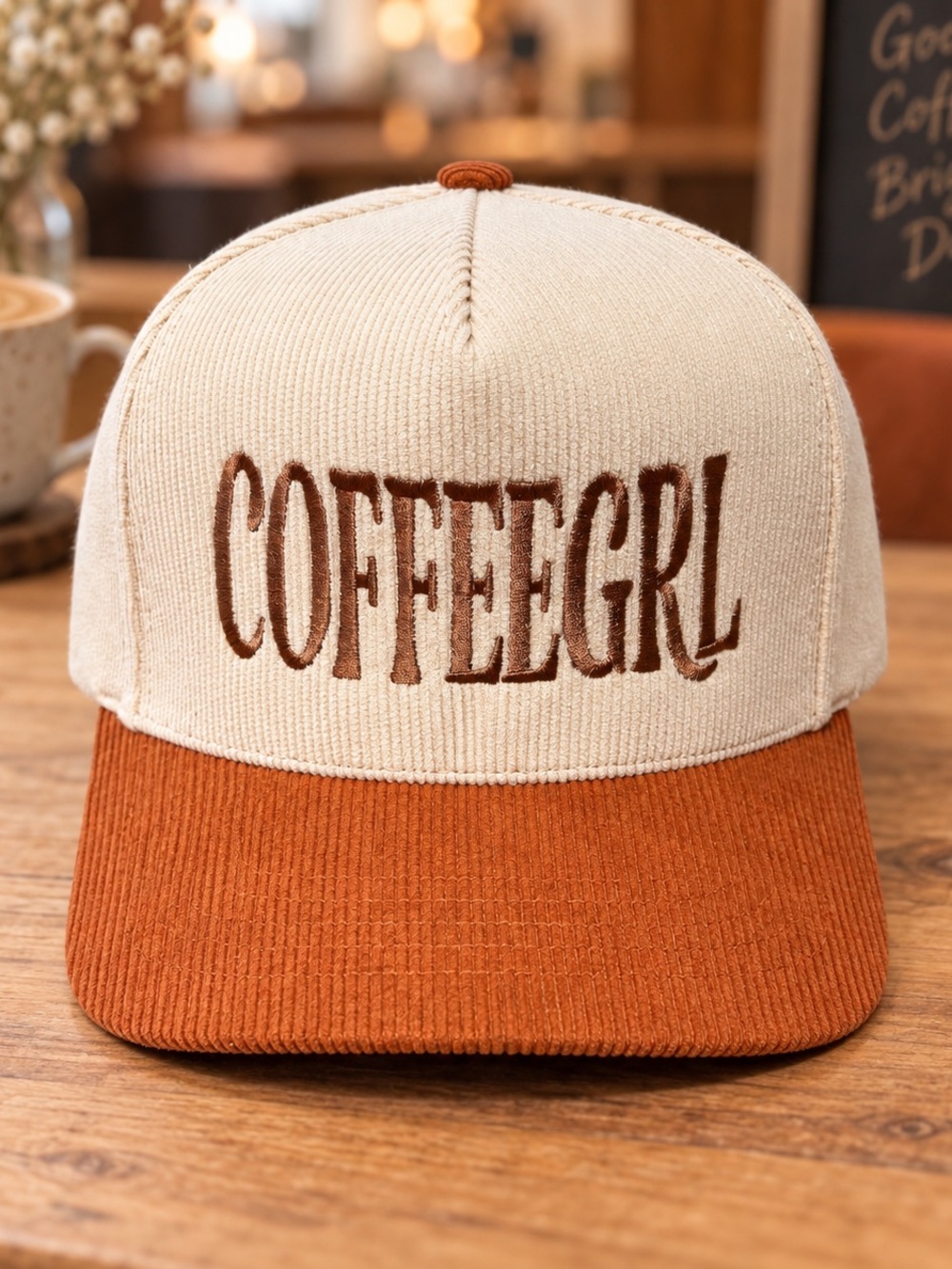 COFFEE GIRL CINNAMON TRUCKER HAT